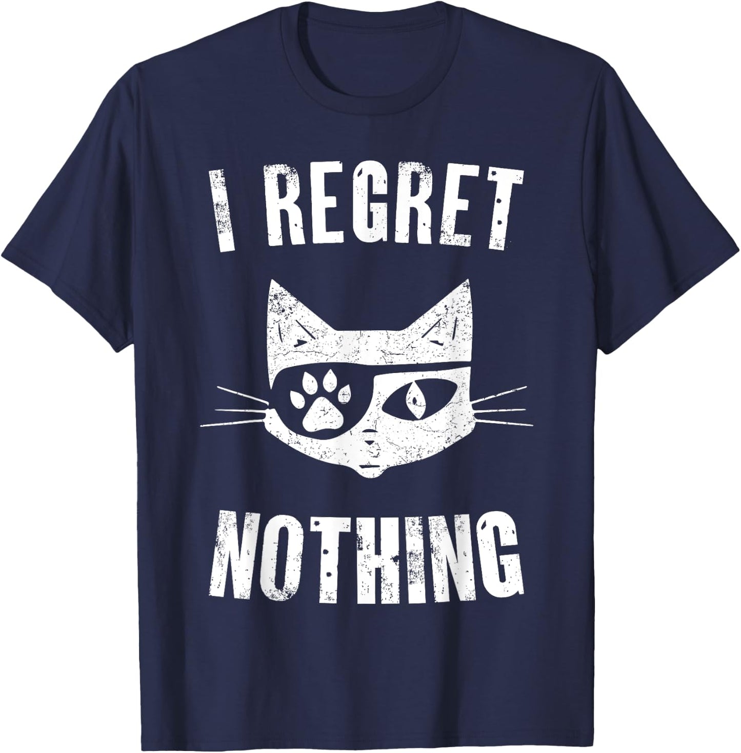 Pirate Cat I Regret Nothing Eye Patch Hook T-Shirt - T-Shirt | Navy