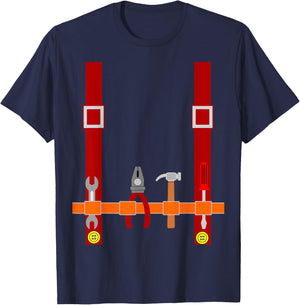 Men's Plumber Costume Halloween Fancy Dress Up T-Shirt - T-Shirt | Navy