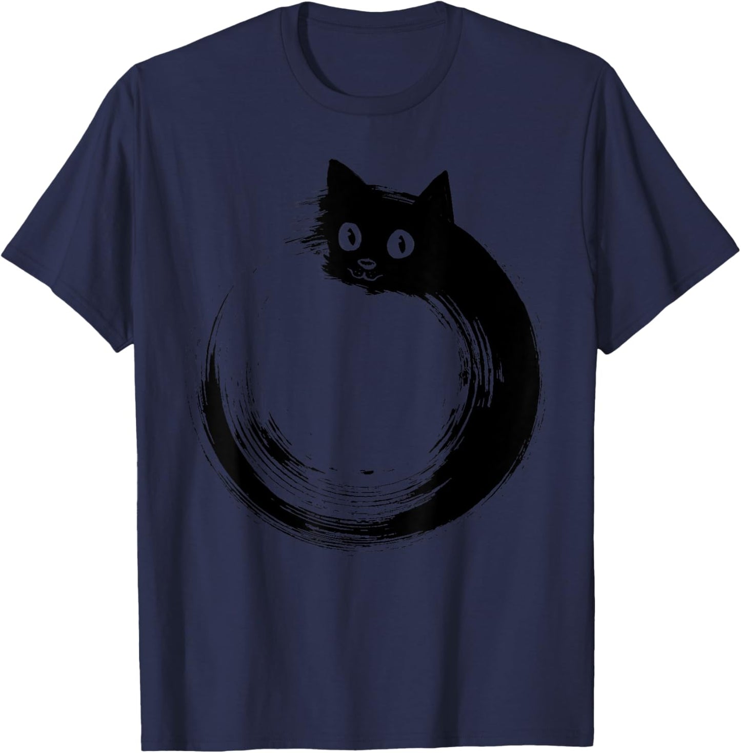 Dog Eat Doug -Adults Funny Cat Circle Meditation Japanese Zen T-Shirt - T-Shirt | Navy