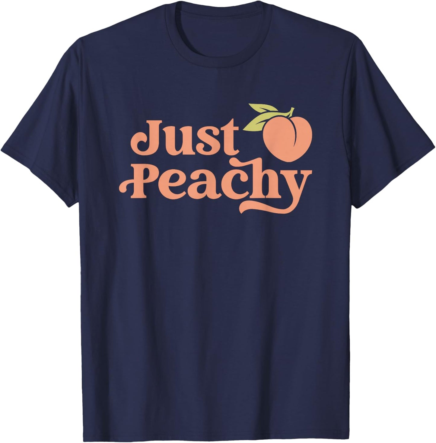 Just Peachy Retro 70s Georgia Peaches Summer Fruit T-Shirt - T-Shirt | Navy