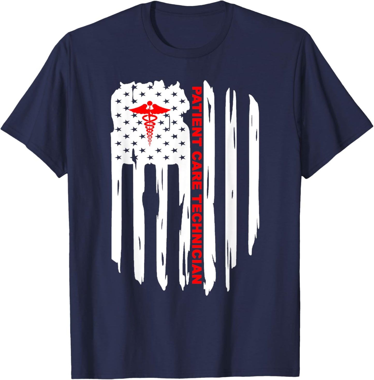 Patriotic American USA Flag Patient Care Technician PCT Gift T-Shirt - T-Shirt | Navy