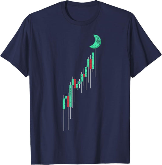 Crypto Currency Hodl Vintage Bull Market Chart To The Moon T-Shirt - T-Shirt | Navy