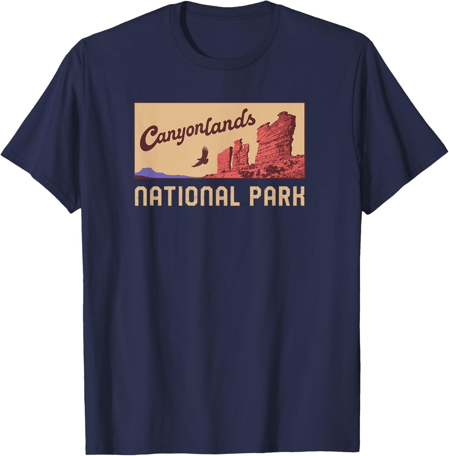 Canyonlands National Park Utah Minimalist Retro Graphic T-Shirt - T-Shirt | Navy