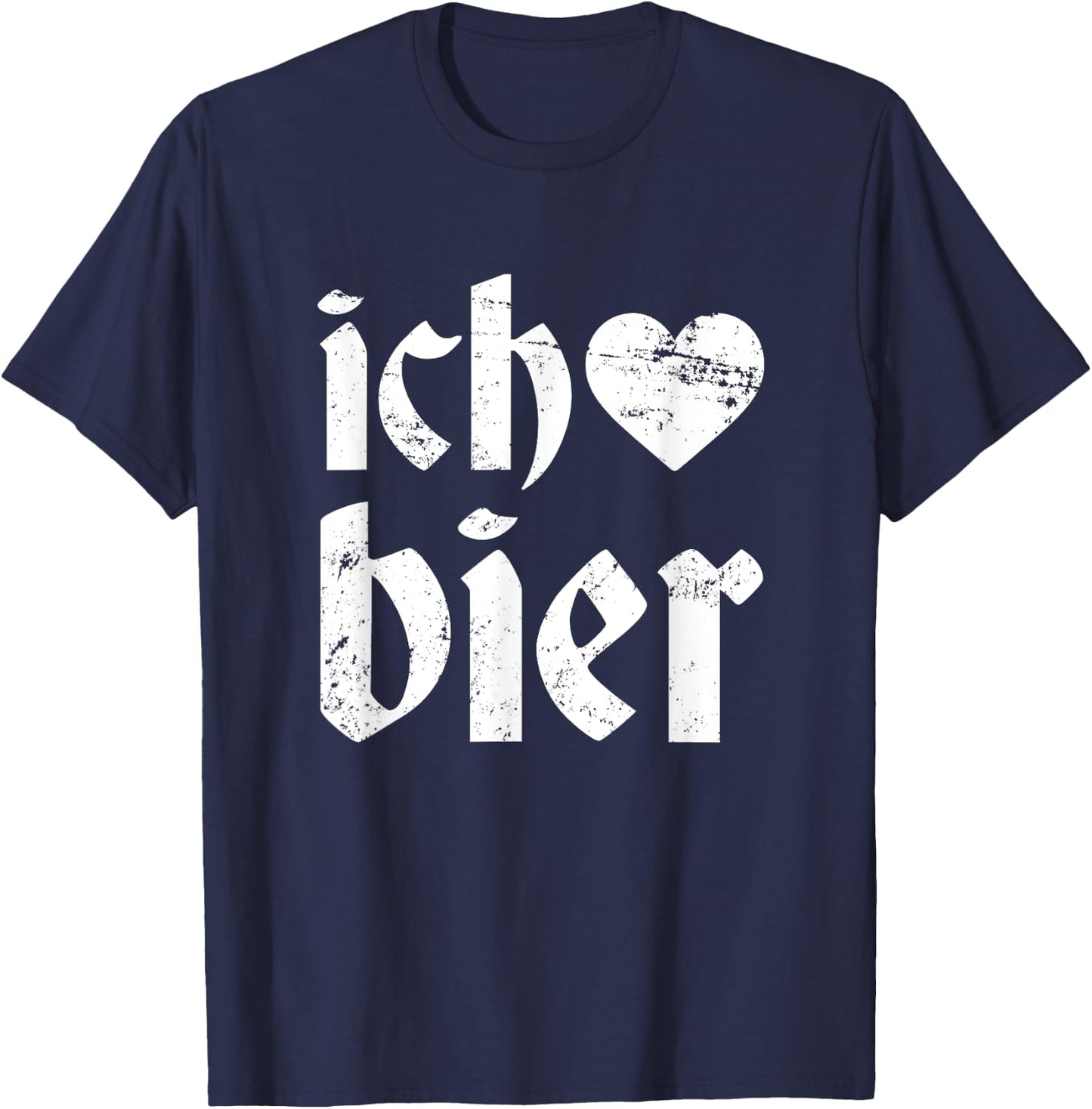 Funny Oktoberfest I Love Beer Ich Heart Bier German Drinking T-Shirt - T-Shirt | Navy
