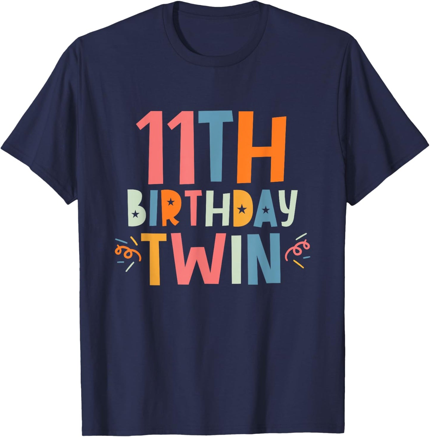 Twin 11th Birthday Boy Girl 11 Year Old Birthday Twins Party T-Shirt - T-Shirt | Navy