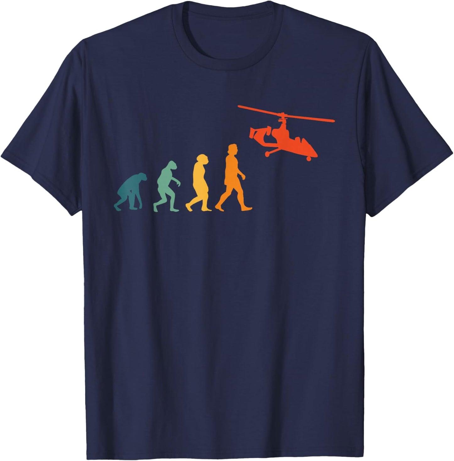 Gyrocopter Evolution Retro Autogyro Vintage Gyroplane T-Shirt - T-Shirt | Navy
