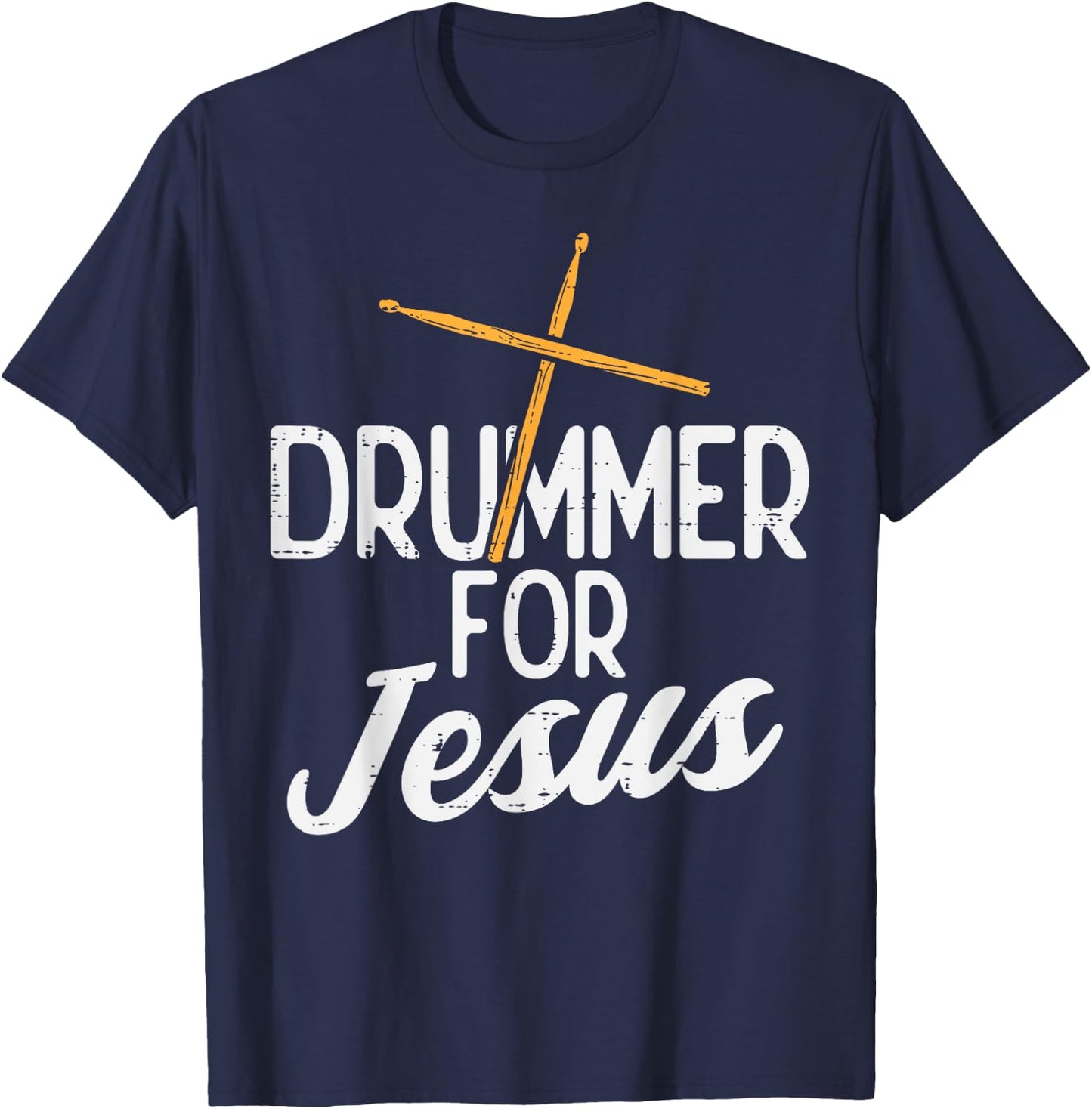 Drummer For Jesus God Drumming Christian Men Women Kids T-Shirt - T-Shirt | Navy