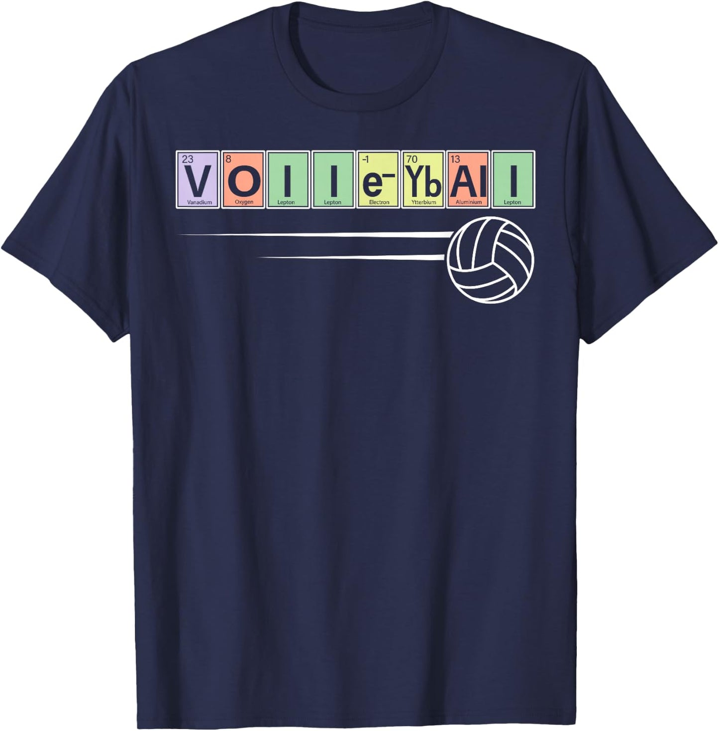 Periodic Table Of Elements - Volleyball Sport Chemistry T-Shirt - T-Shirt | Navy