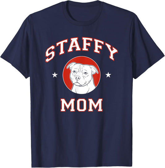 Staffordshire Bull Terrier Mom Dog Mother Women Girls Kids T-Shirt - T-Shirt | Navy