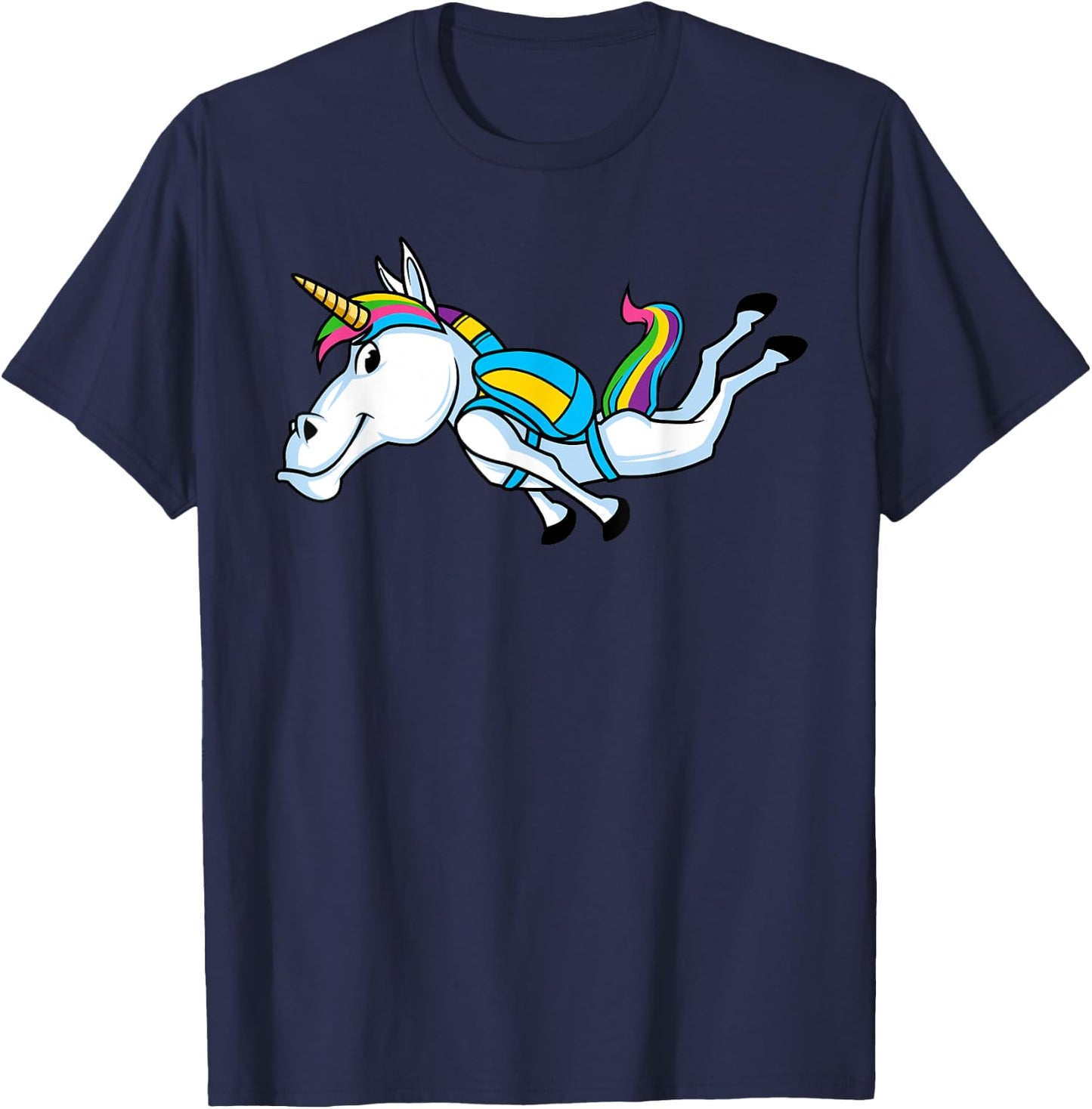 Funny Unicorn Sports Skydiving Magical Parachuting Skydiver T-Shirt - T-Shirt | Navy
