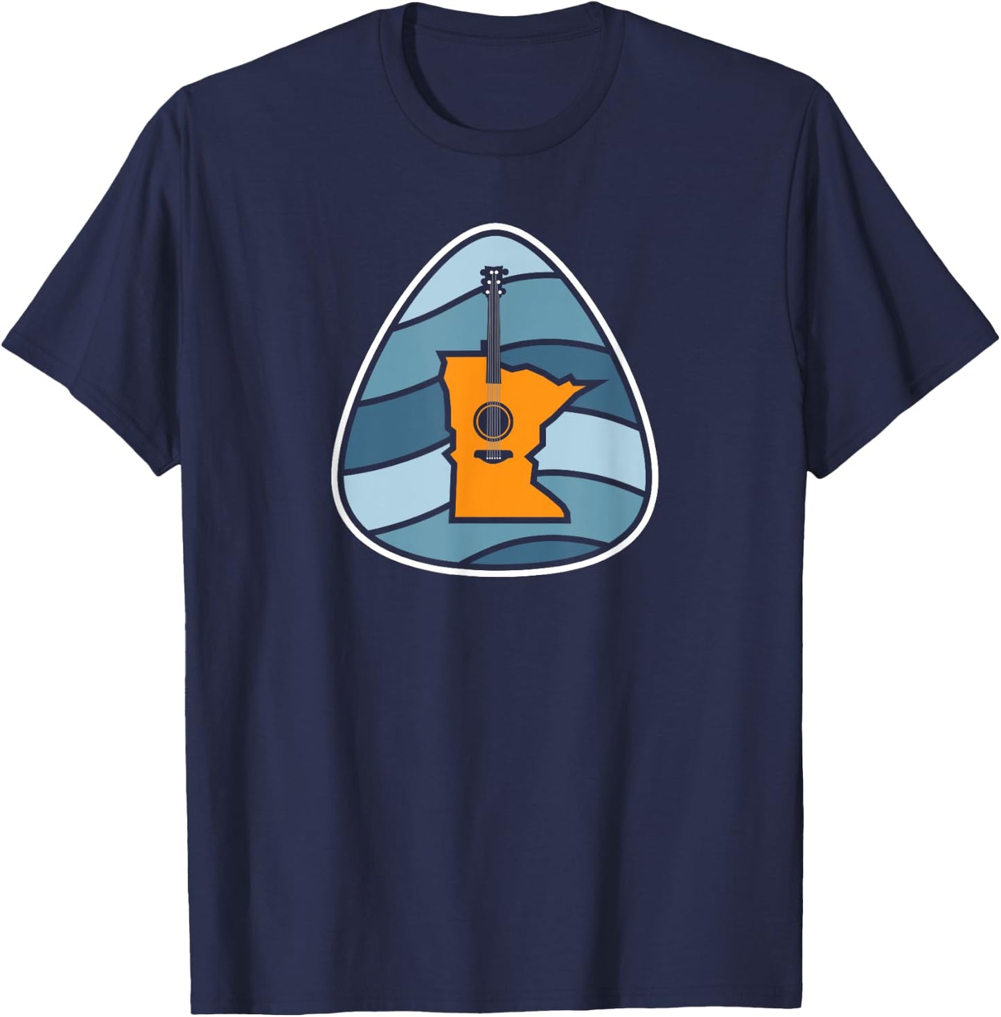 Retro Minnesota Music Acoustic Guitar Rock T-Shirt - T-Shirt | Navy