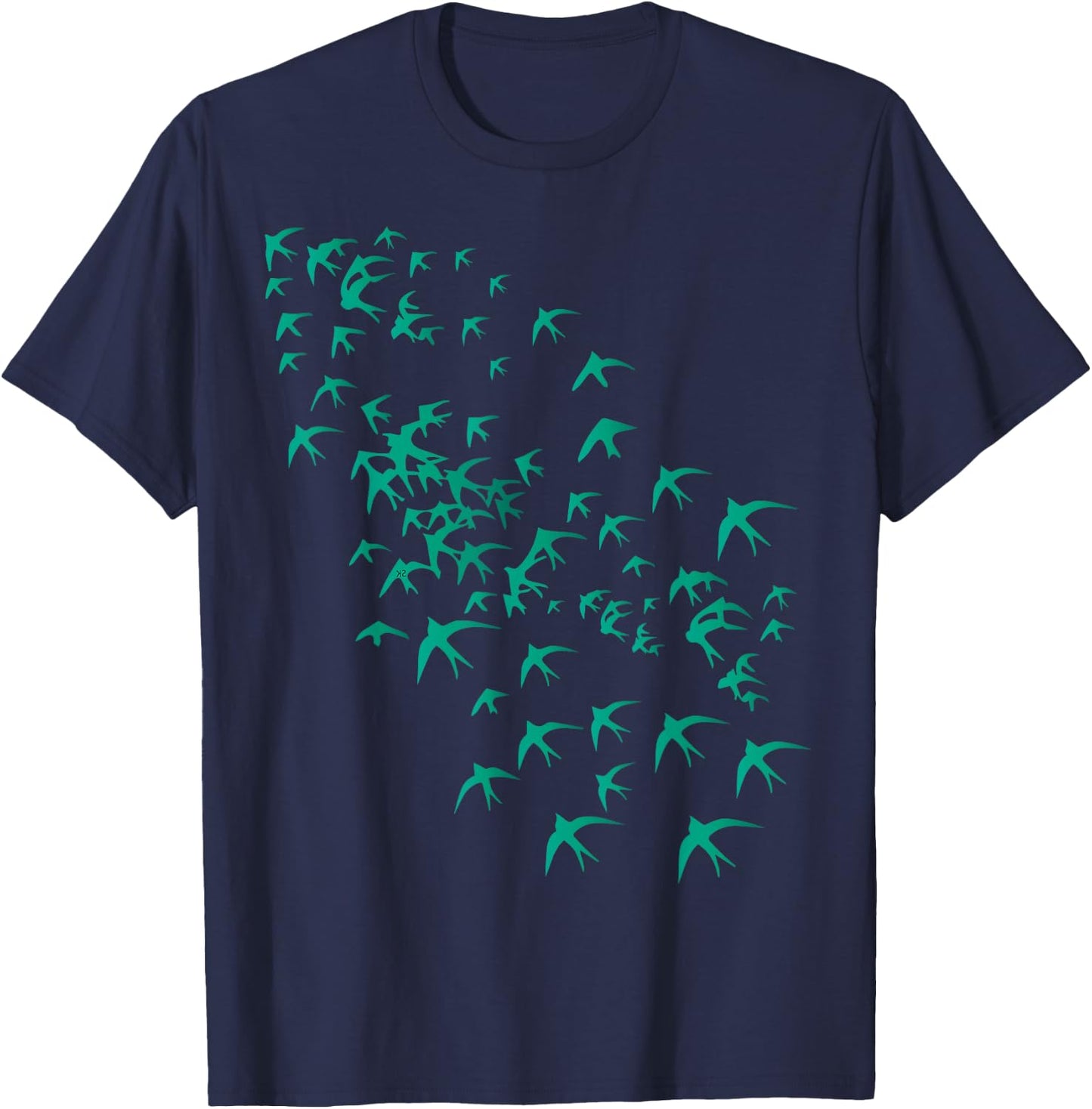 Flying Swarm of Swallows- Flock of Birds in the Sky & Nature T-Shirt - T-Shirt | Navy