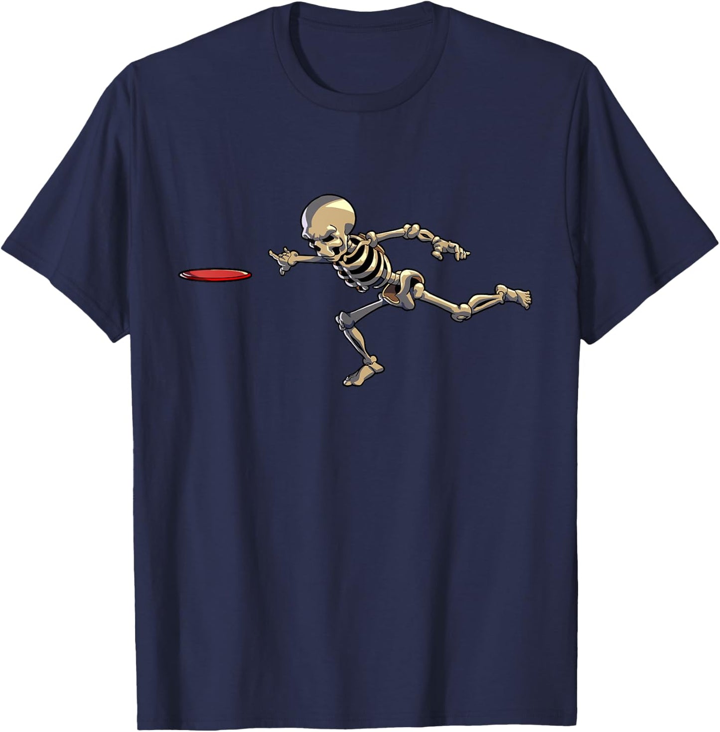 Disc Golfing Skeleton Halloween Men Disc Golf Halloween T-Shirt - T-Shirt | Navy