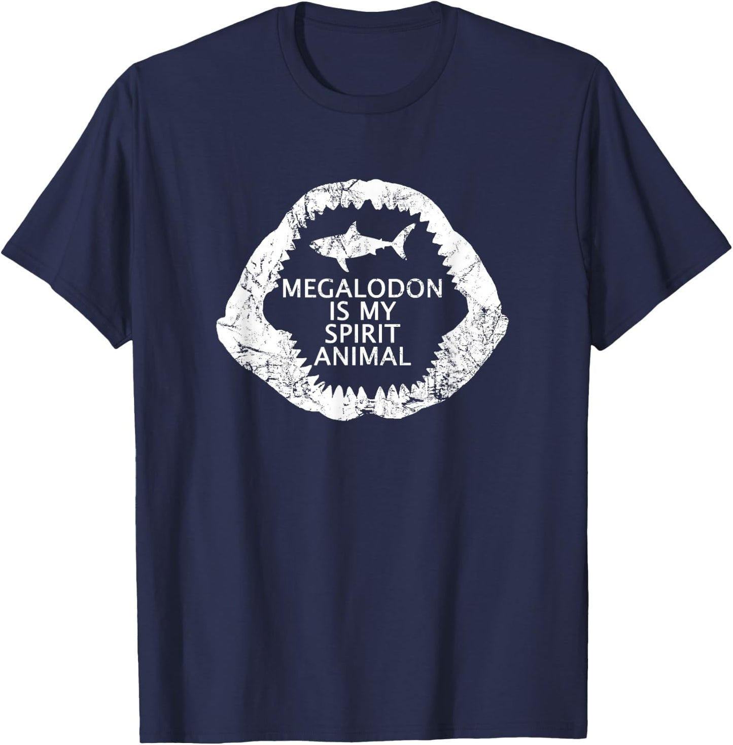 Megalodon Is My Spirit Animal Retro Vintage Gift T-Shirt - T-Shirt | Navy