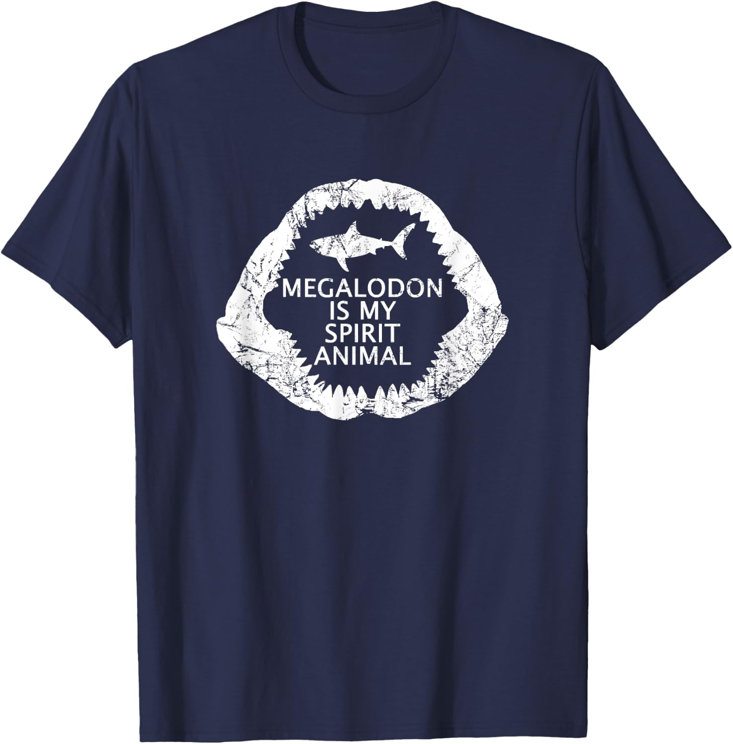 Megalodon Is My Spirit Animal Retro Vintage Gift T-Shirt - T-Shirt | Navy