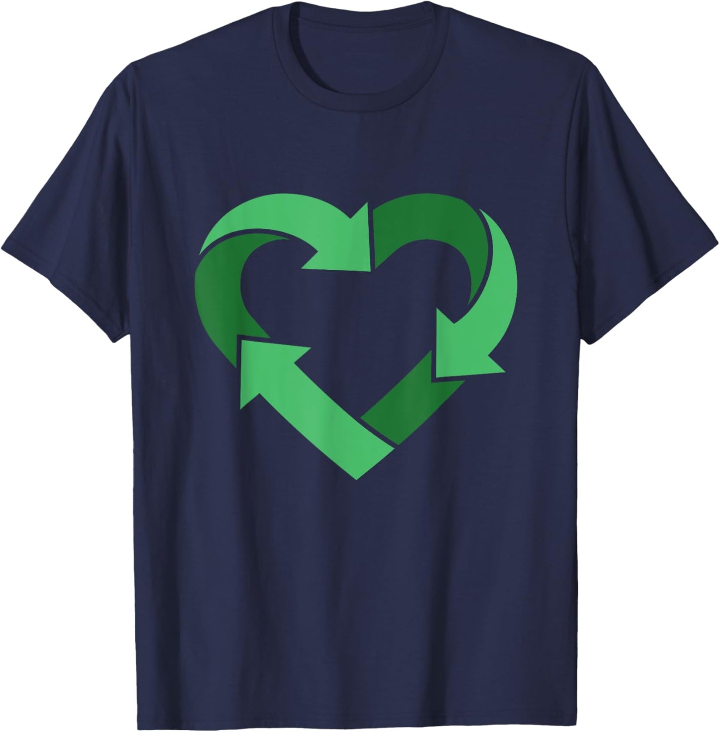 Vintage Recycle Logo Heart Shaped Earth Day Nature Planet T-Shirt - T-Shirt | Navy