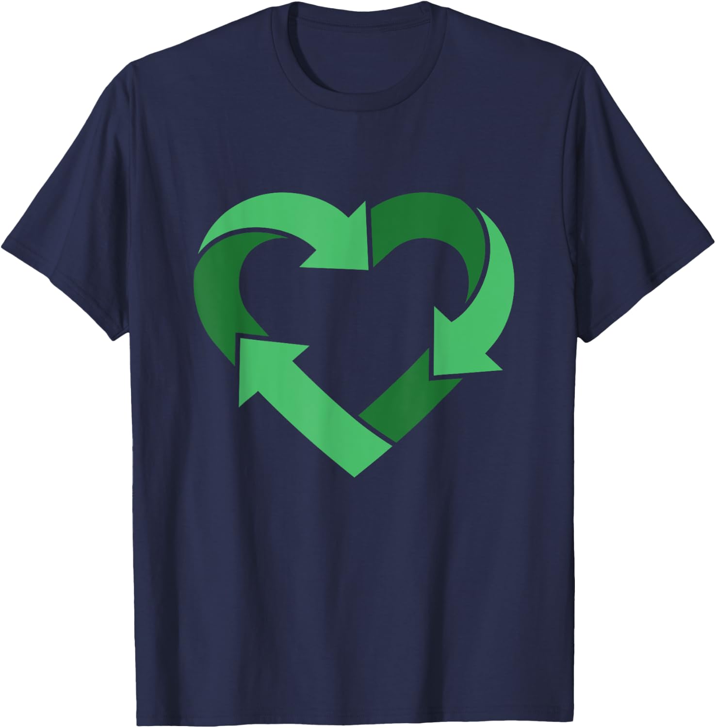 Vintage Recycle Logo Heart Shaped Earth Day Nature Planet T-Shirt - T-Shirt | Navy