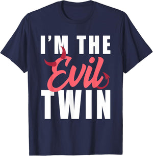 Im The Evil Twin Halloween Funny Horror T-Shirt - T-Shirt | Navy