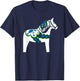 Swedish Dala Horse Sweden White Dalecarlian Horse Design T-Shirt - T-Shirt | Navy