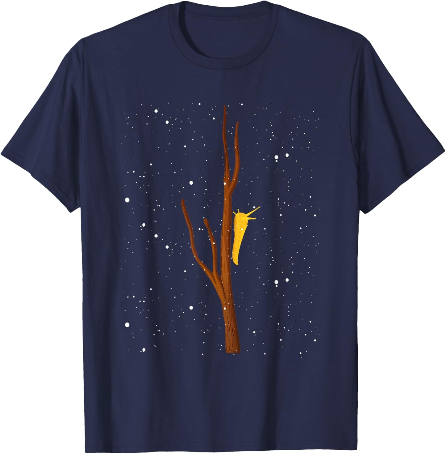 Banana Slug Pacific Banana Slug Fan Black Snug Fit - Spotted Banana Slug Species Climbing Slug - Small - Modern Animal Print - Christmas, Halloween T-Shirt - T-Shirt | Navy