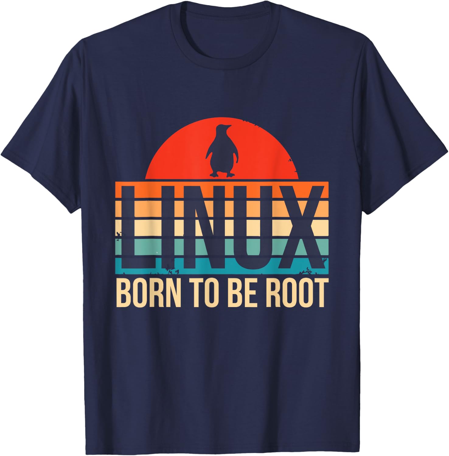 Linux Retro Born To Be Root Motto for Computer scientist T-Shirt - T-Shirt | Navy