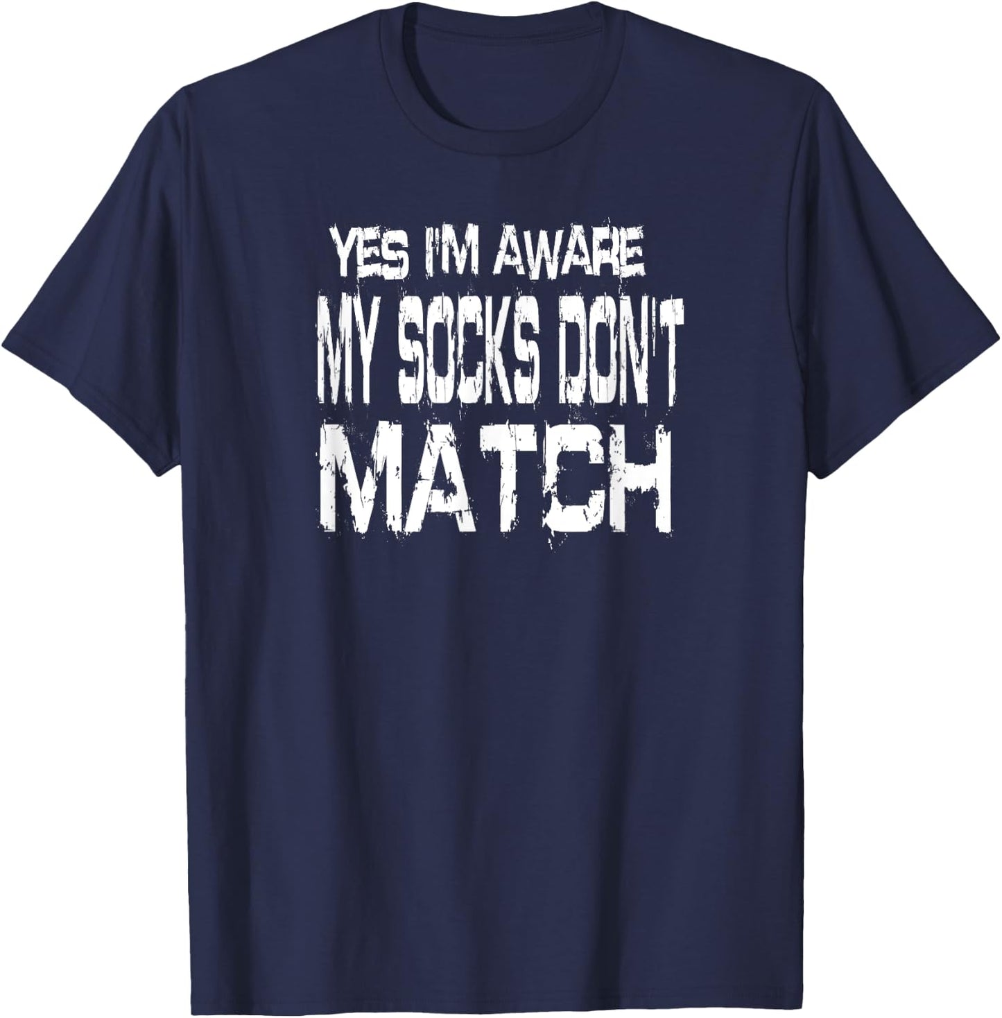 Mismatched Socks Fun Sock Humor T-Shirt - T-Shirt | Navy