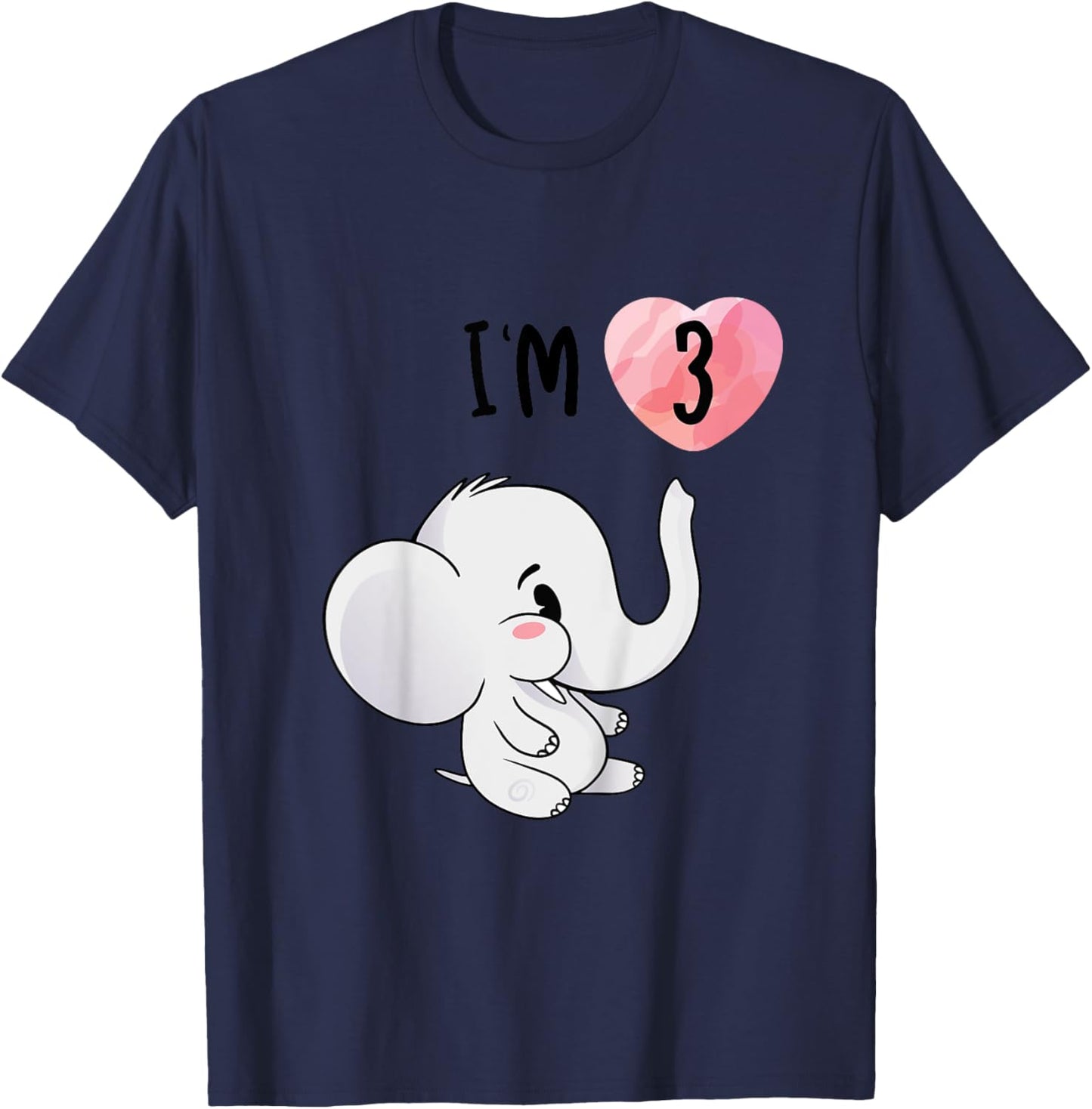 Elephant Birthday Shirt 3 Years Old Birthday Outfit Kids T-Shirt - T-Shirt | Navy