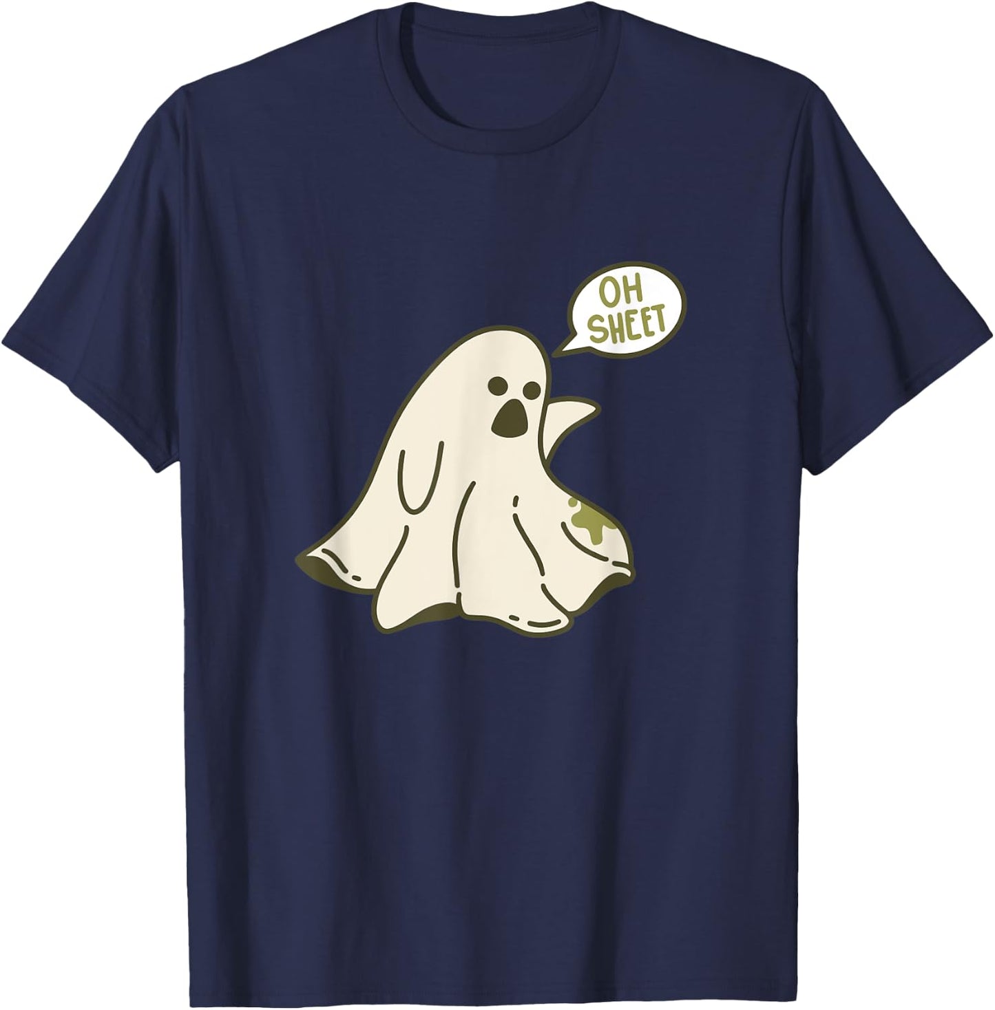 Oh Sheet, Ghost of Halloween Costume Fun T-Shirt - T-Shirt | Navy