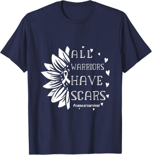 All Warriors have Scars Cancer Survivor Fighter Empowering T-Shirt - T-Shirt | Navy