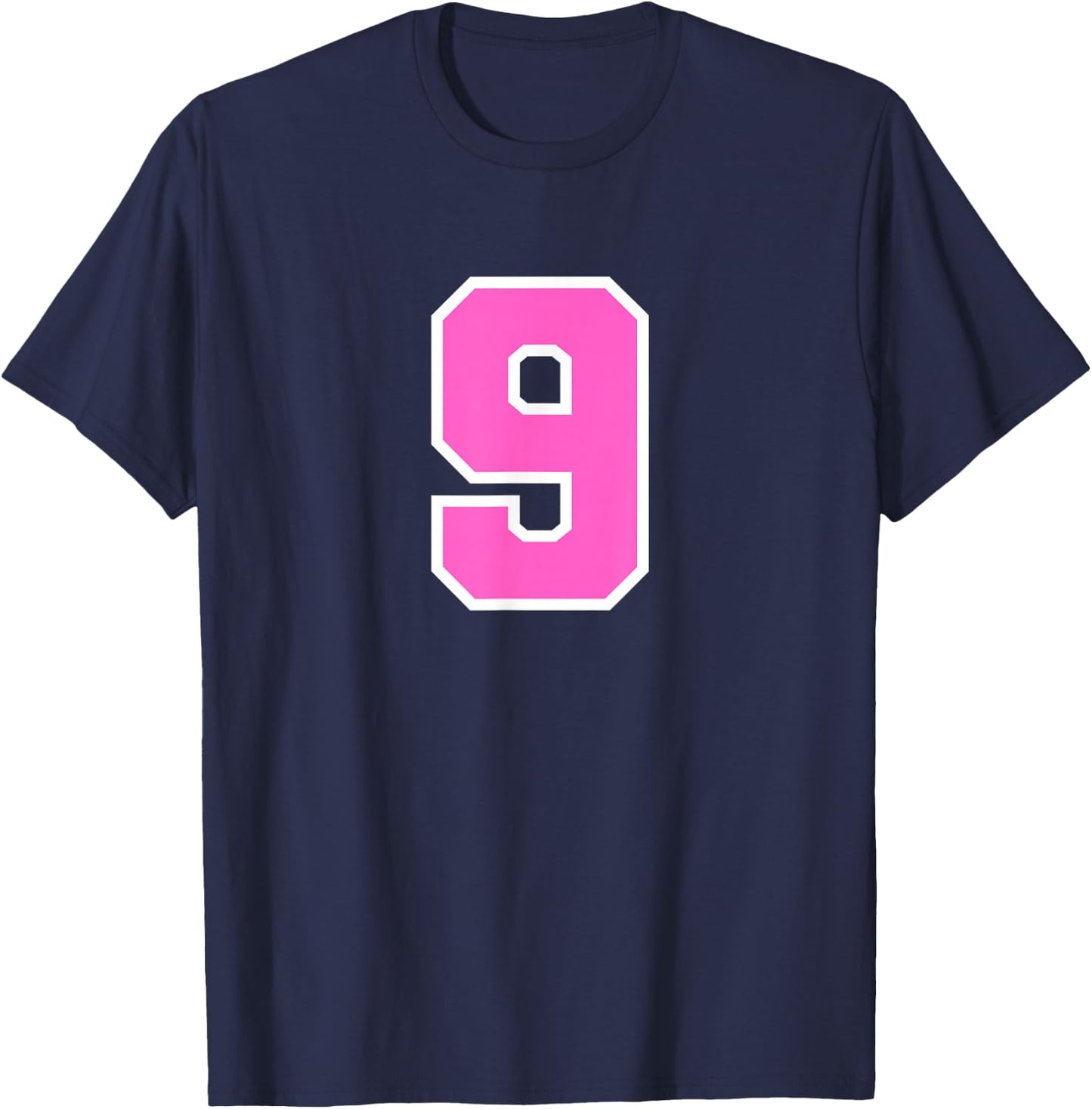 Pink Sports Team Number #9 T-Shirt - T-Shirt | Navy