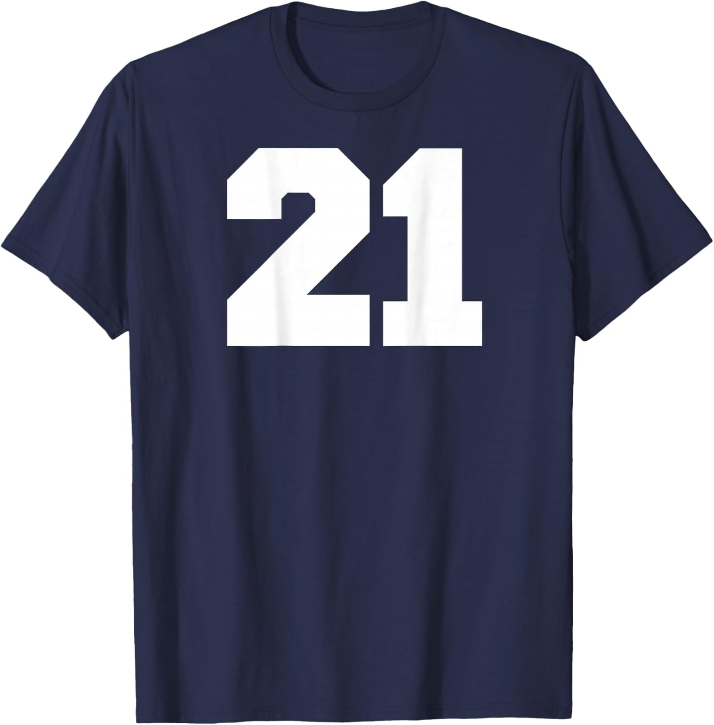 Number 21 Sports Jersey Player #21 Fan BACK PRINT Varsity T-Shirt - T-Shirt | Navy