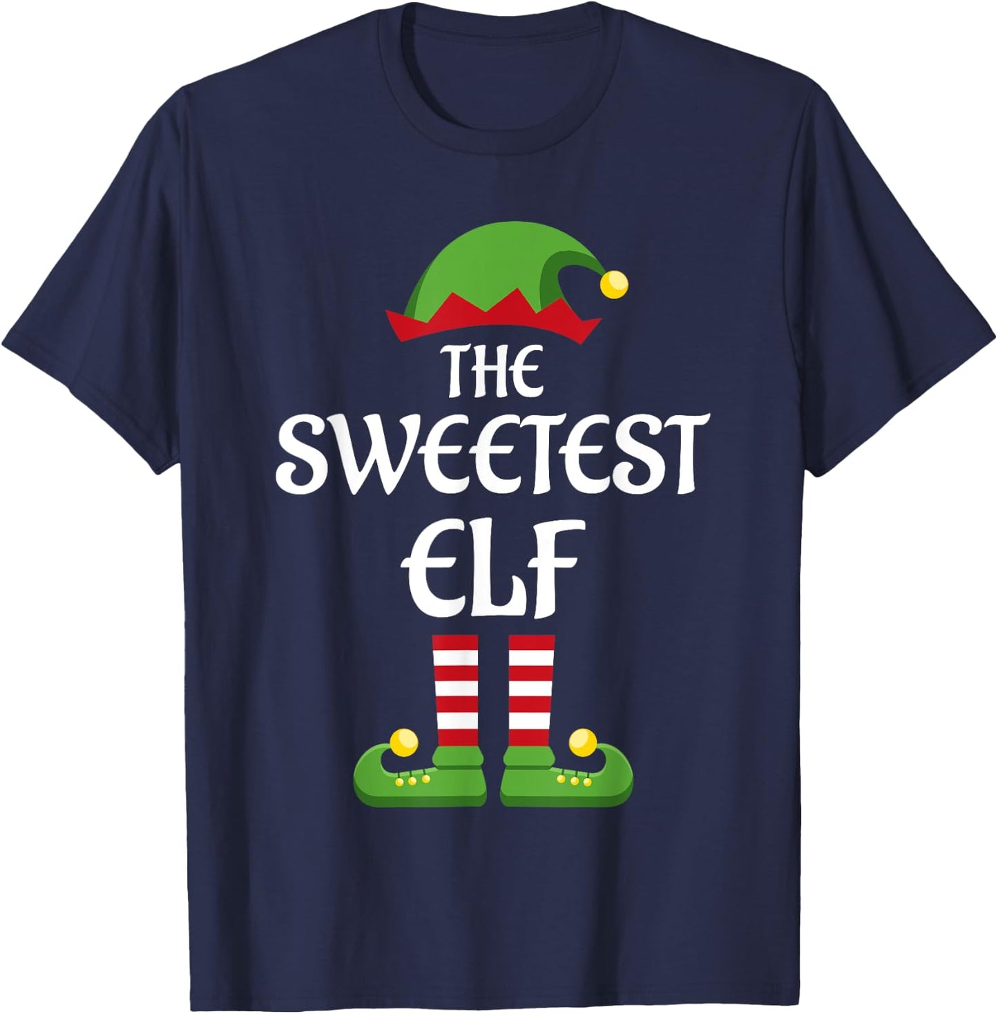 Sweetest Elf Family Matching Group Christmas T-Shirt - T-Shirt | Navy