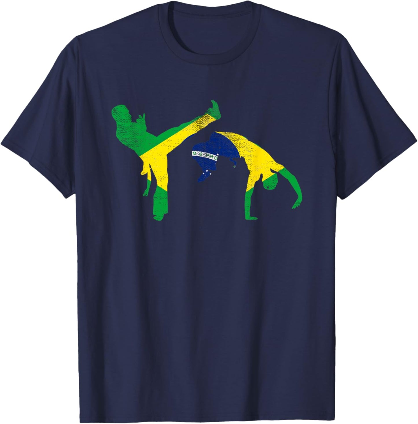 Brazil Flag Capoeira Dancer MMA Afro Brazilian Kick Fighter T-Shirt - T-Shirt | Navy