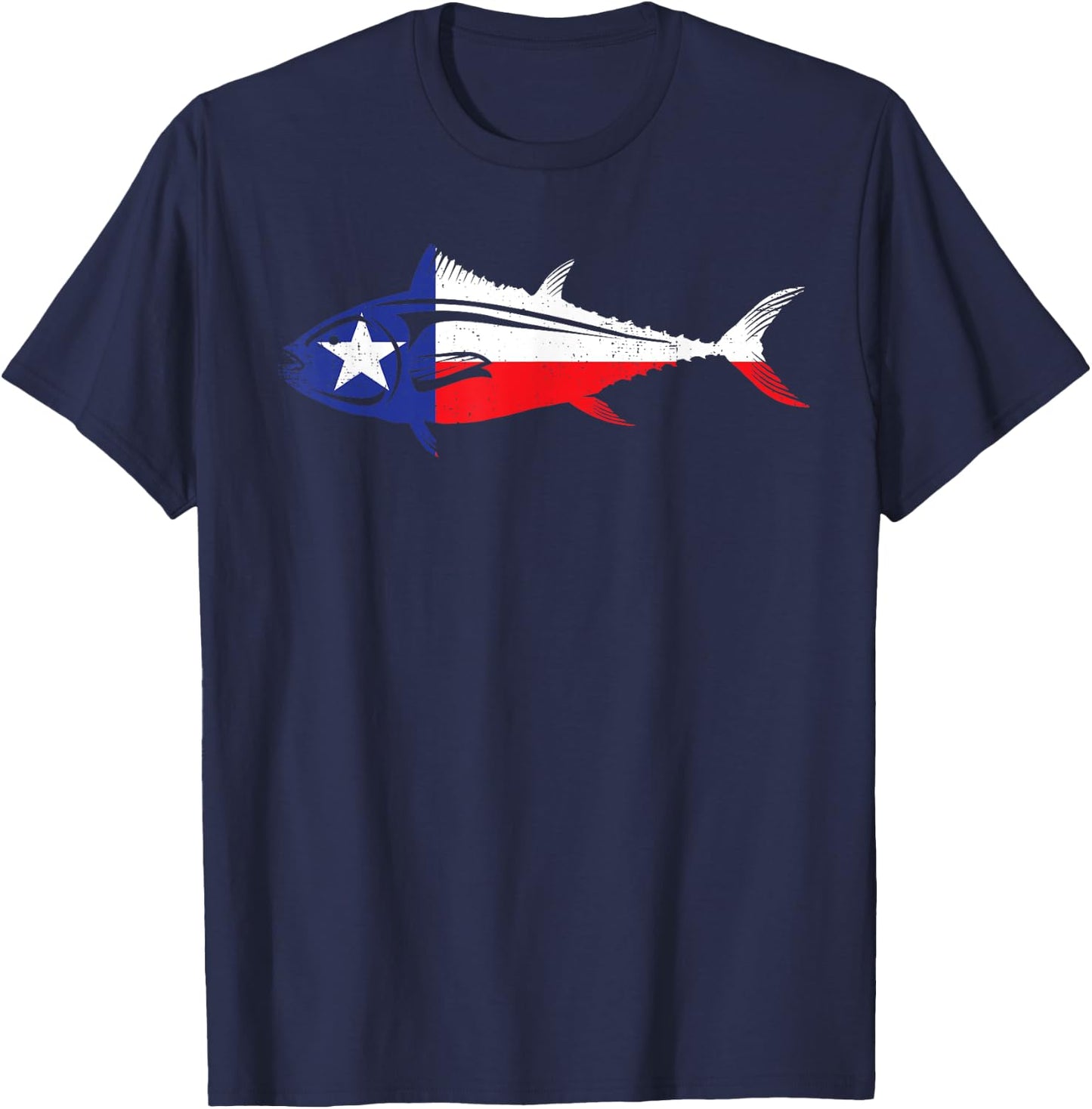 Texas Tuna Fishing Texan Tuna Fisherman Tuna Fish Texas Flag T-Shirt - T-Shirt | Navy