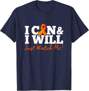 I Can & I Will Beat Leukemia Cancer Warrior Just Watch Me T-Shirt - T-Shirt | Navy