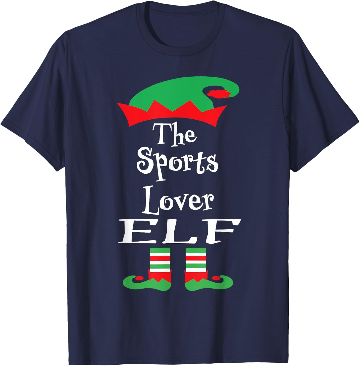 Funny The Sports Lover Elf Shirt Christmas Matching Family T-Shirt - T-Shirt | Navy