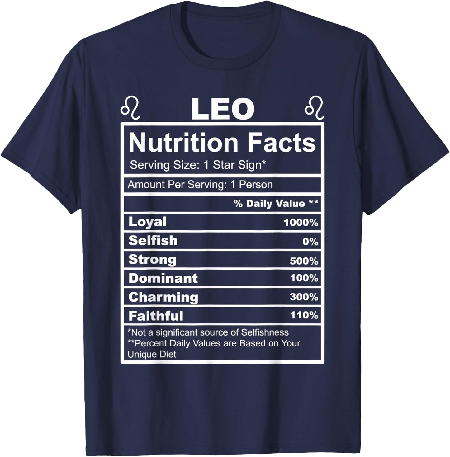 Horoscope Zodiac Sign Astrology Nutrition Facts Leo T-Shirt - T-Shirt | Navy