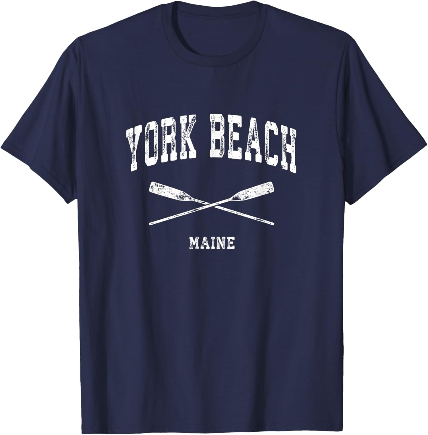 York Beach Maine Vintage Nautical Crossed Oars T-Shirt - T-Shirt | Navy
