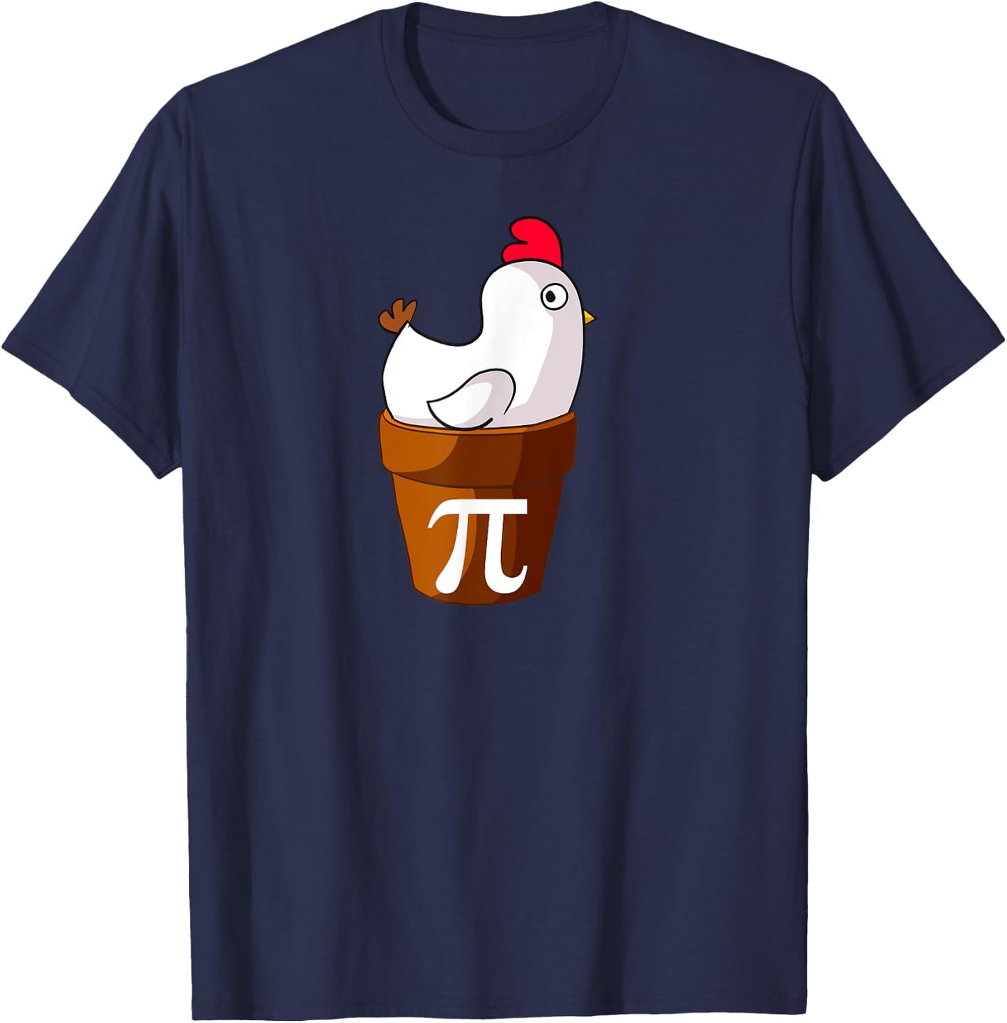 Miftees Pi Day Chicken Pot Pi Funny Cartoon Chicken Pot Pi T-Shirt - T-Shirt | Navy