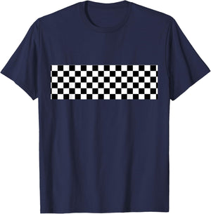 Checkered Checker Black & White Teen & Adults T-Shirt - T-Shirt | Navy