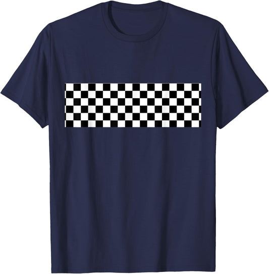 Checkered Checker Black & White Teen & Adults T-Shirt - T-Shirt | Navy