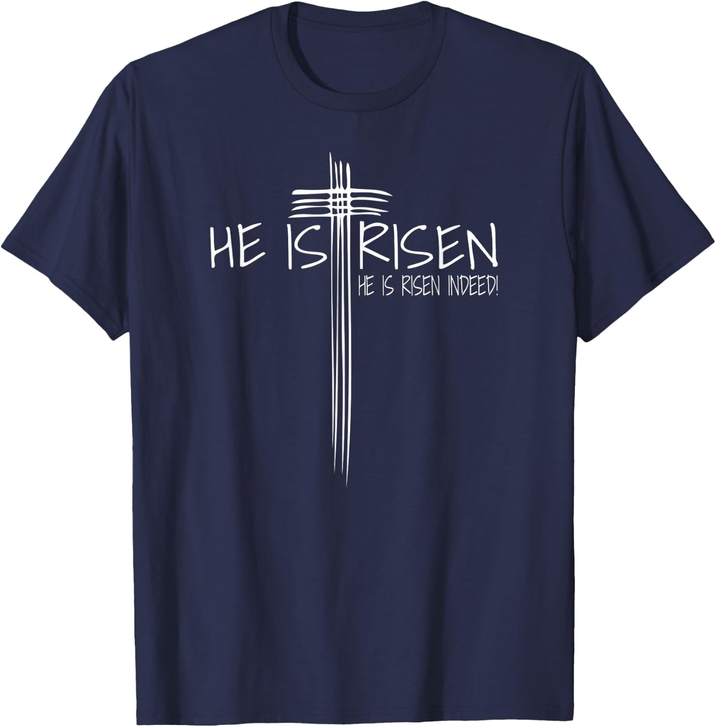 He Is Risen EASTER Jesus Resurrection Christian Faith Gift T-Shirt - T-Shirt | Navy