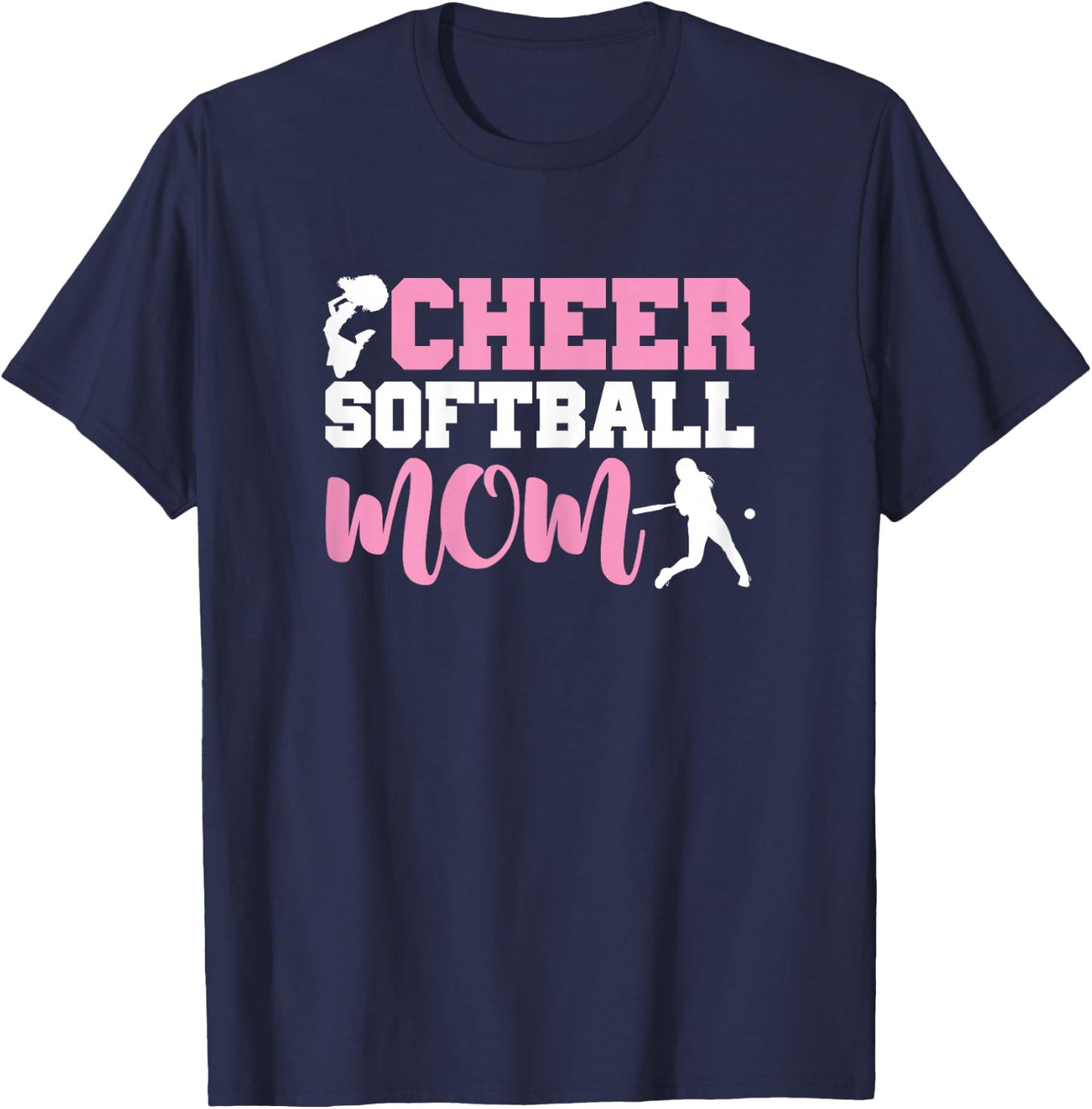 Funny Softball Cheerleading Lover Graphic Softball Cheer Mom T-Shirt - T-Shirt | Navy