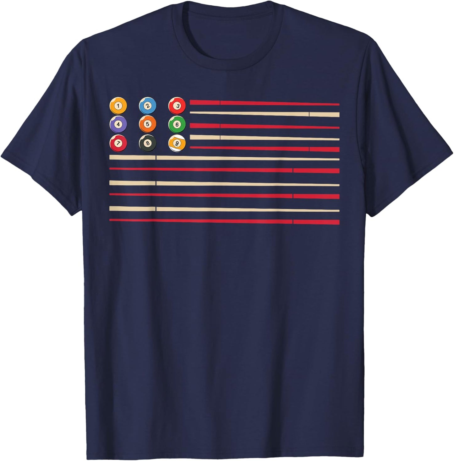 Billiard Player US Flag Pool Snooker T-Shirt - T-Shirt | Navy