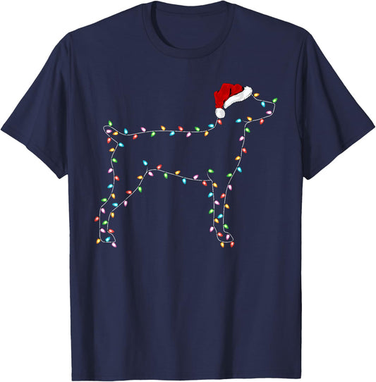 Rat Terrier Xmas Lighting Santa Hat Rat Terrier Christmas T-Shirt - T-Shirt | Navy