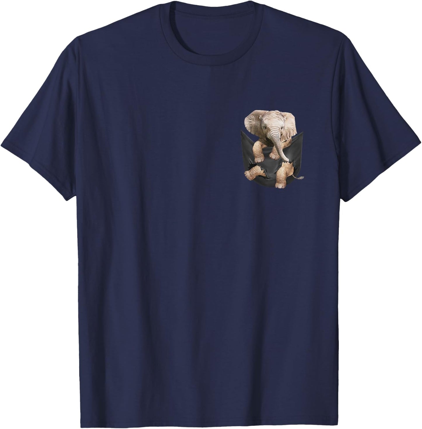 Elephant In Pocket Shirt Cute Elephant Lover Gift T-Shirt - T-Shirt | Navy