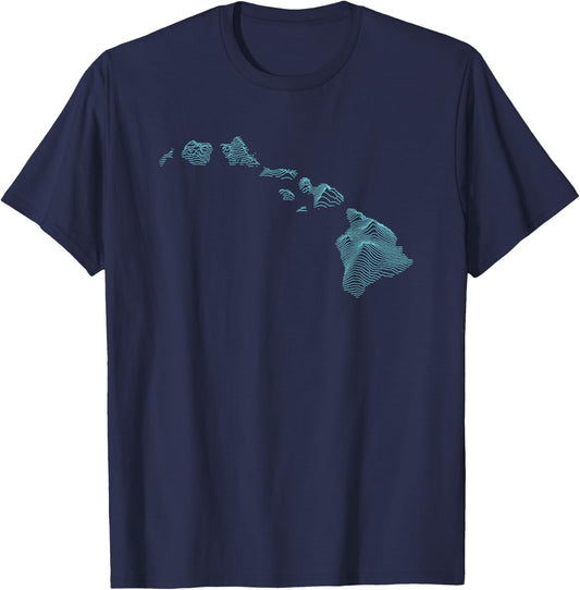 Hawaiian Island Chain Map T-Shirt - T-Shirt | Navy