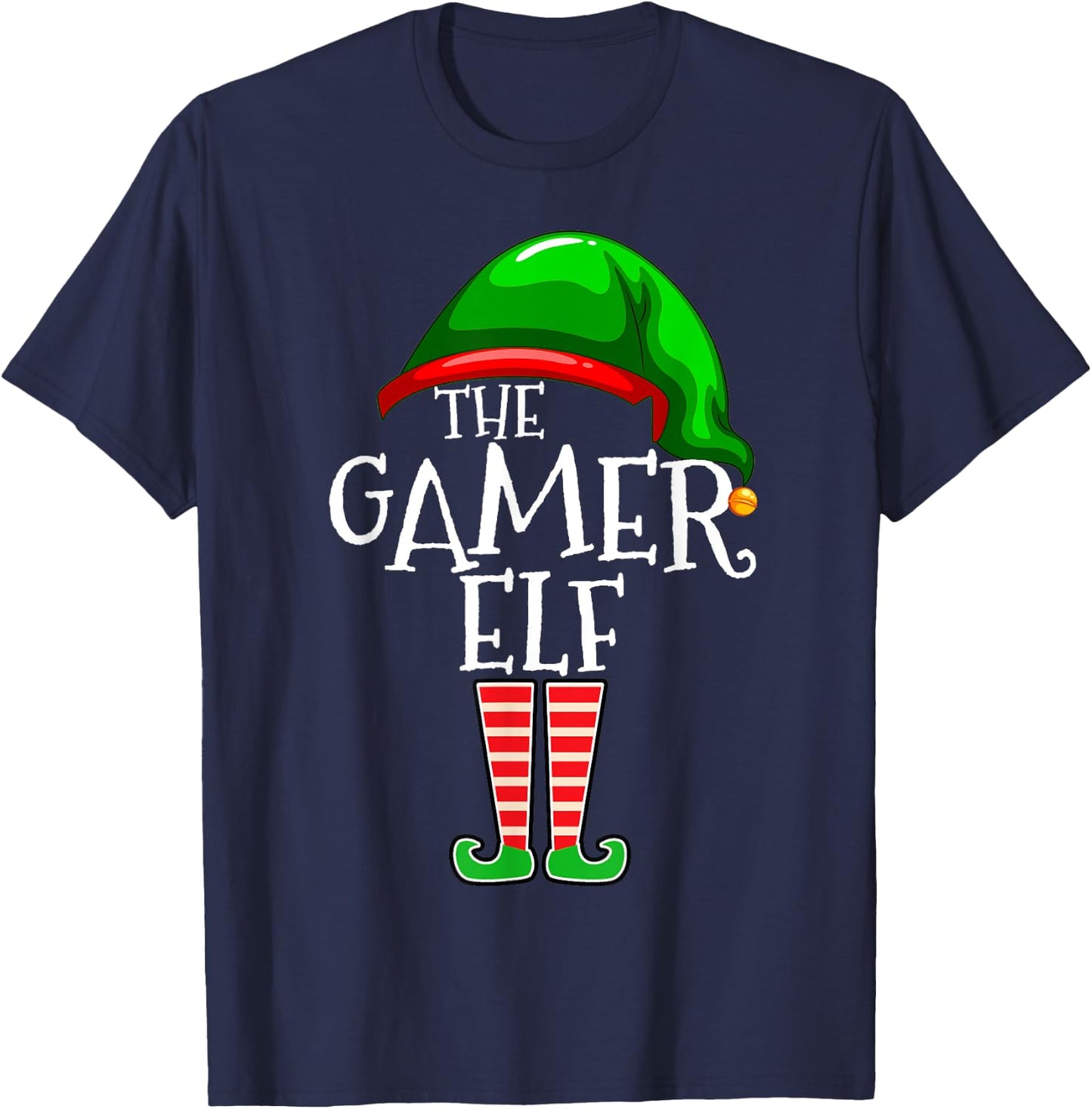 Gamer Elf Family Matching Group Christmas Video Game T-Shirt - T-Shirt | Navy
