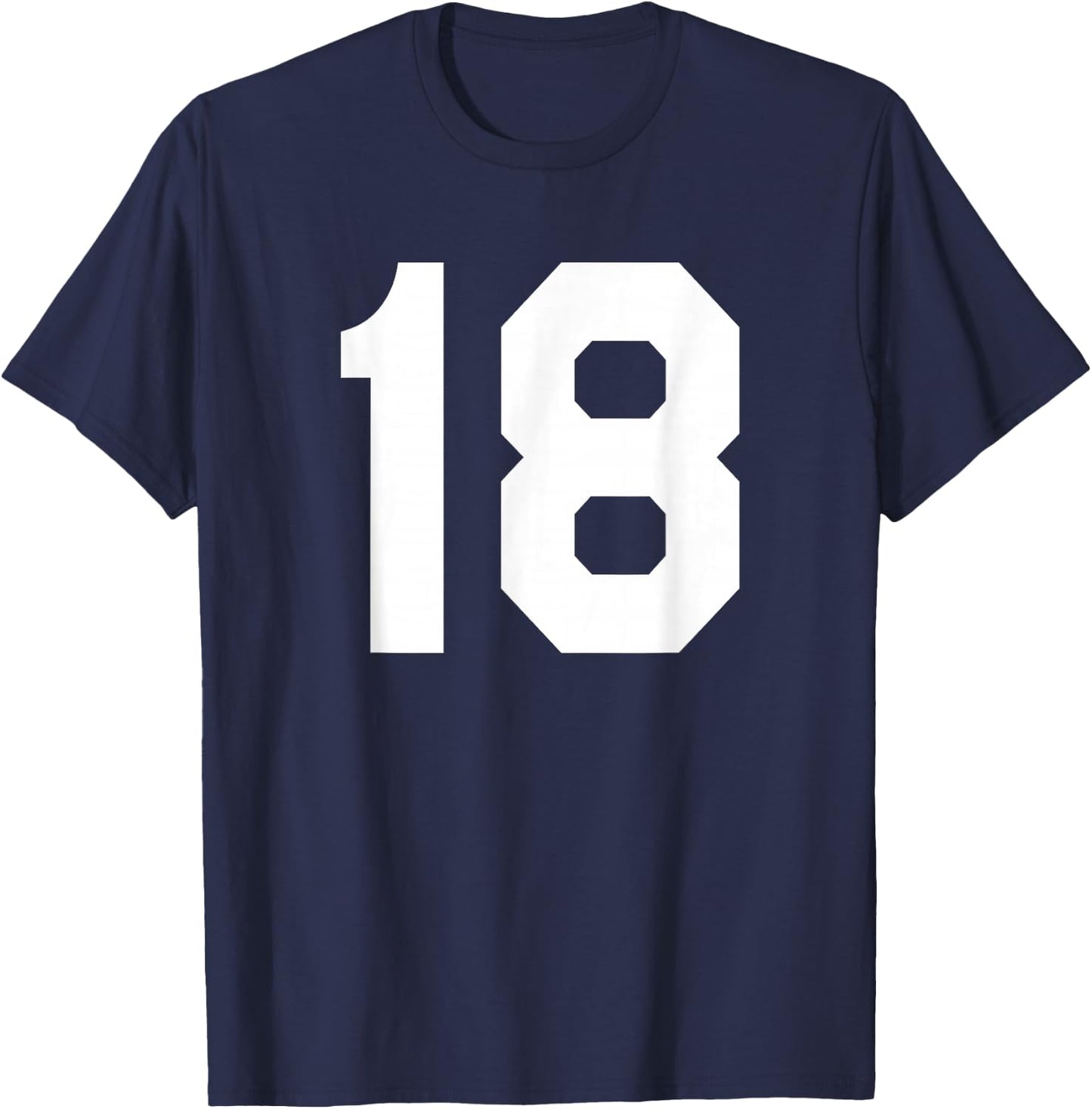 Number 18 Sports Jersey Front and Back Team Player T-Shirt - T-Shirt | Navy