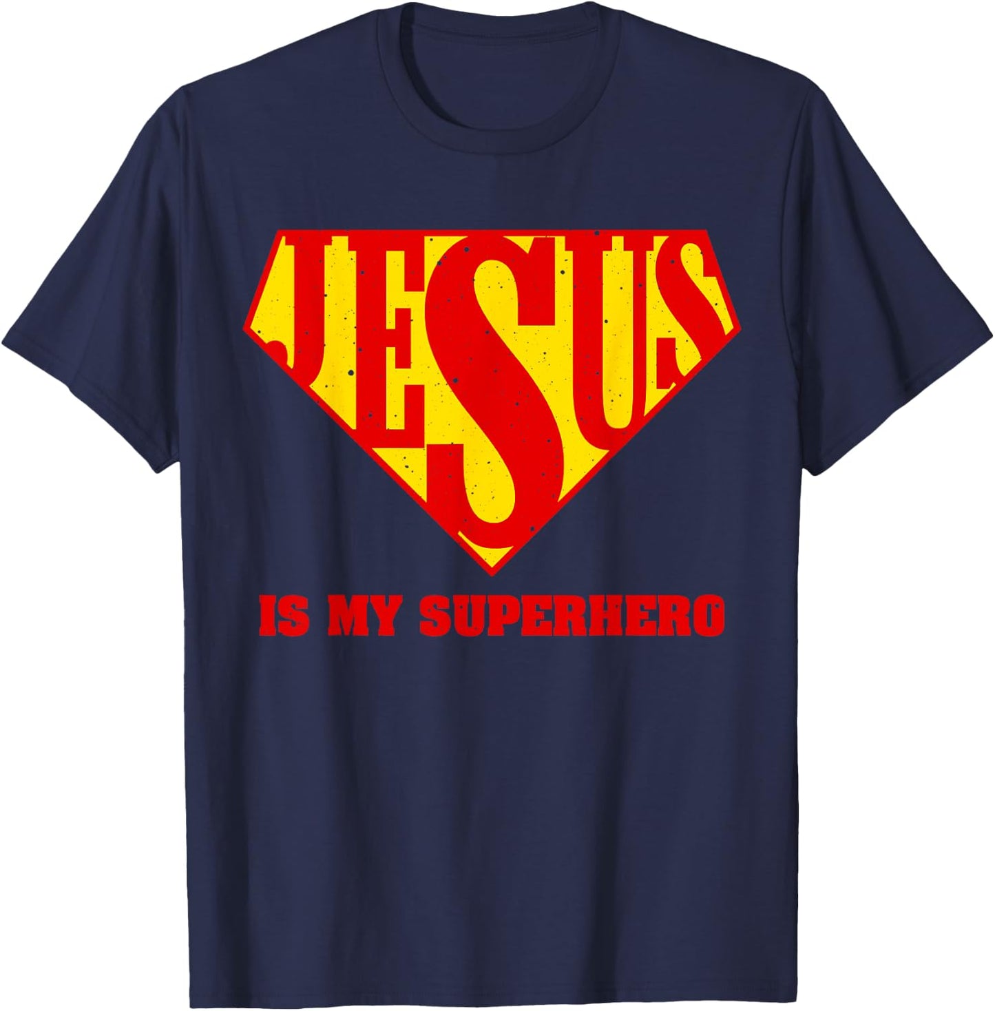 Cute Jesus Design For Boys Men Women Jesus Superhero Faith T-Shirt - T-Shirt | Navy